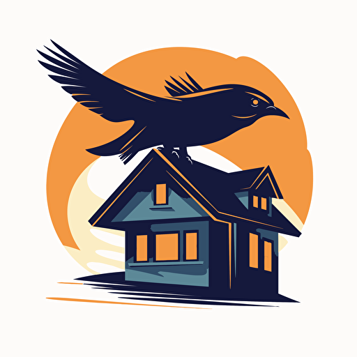 apus apus flying over a house, vector logo, simple,