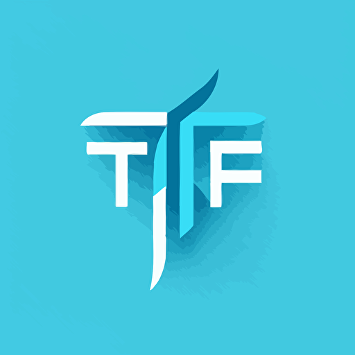 a simple logo with word TF inside, vector illustration, modern style, flat, blue as a main color