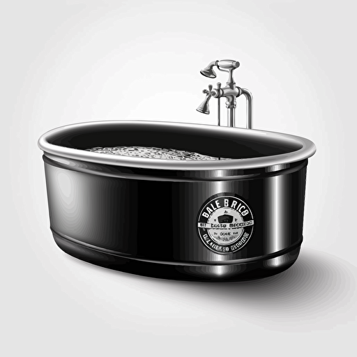 vector stainless steel cylinder bathtub with ice inside logo design ,flat design,black color, white background