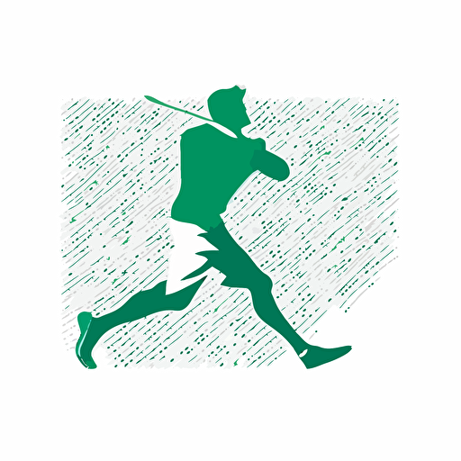 a logo no text, simplistic logo, vector style, a man golfer chasing/running at a golf ball. side profile. Green colors.