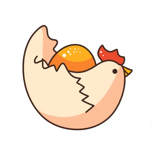 a chicken laying an egg