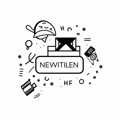 animation newsletter logo, simple black and white, vector