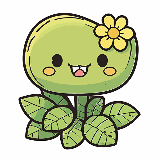 cute blue flower kawaii style, vector clipart