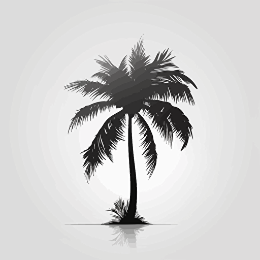 black silhouette of a palm tree, white background, vector art, black color only, white background, simple