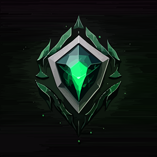 Golem emblem logo with a gem, flat, vector, minimal