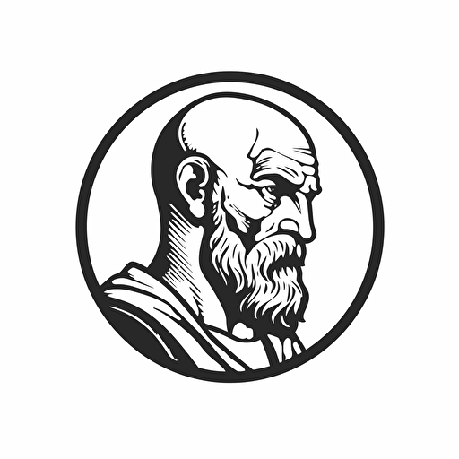 Chrysippus illustration, minimal, outline strokes only, black and white, logo, vector, minimallistic, white background