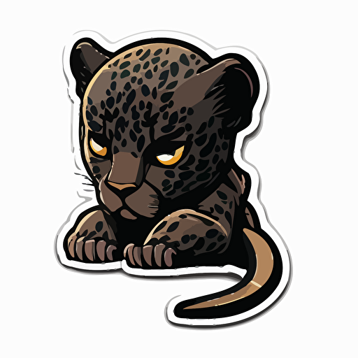kawai style cute panther sticker die cut vector white background