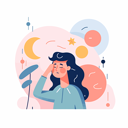 illustration of "lack of focus and motivation". Style: flat vector simplistic illustration in pastel colors with white background