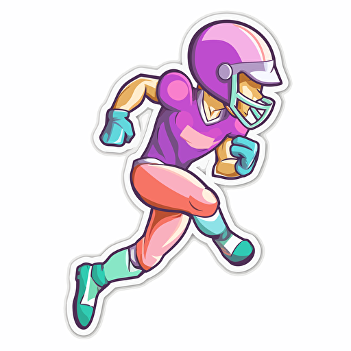 2d minimal vector illustration in bright pastel color depicting a LSU Football Player sticker with a cute vibe isolated on background:: people person::-0.2