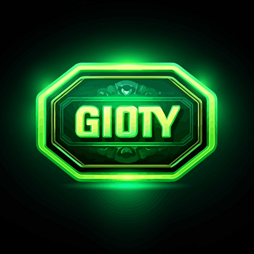 2d vector game button, with text "BUY" on it. Wide rectangle shape. Glowing green. Very stylized, high detail