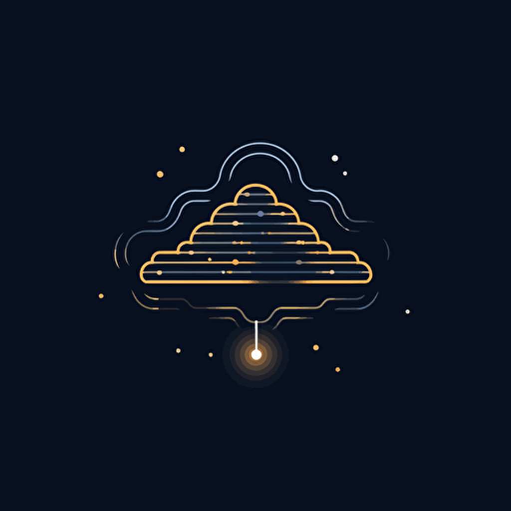 minimal line logo of a cloud, vector, dark background, tech