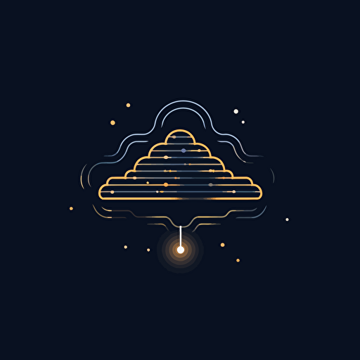 minimal line logo of a cloud, vector, dark background, tech
