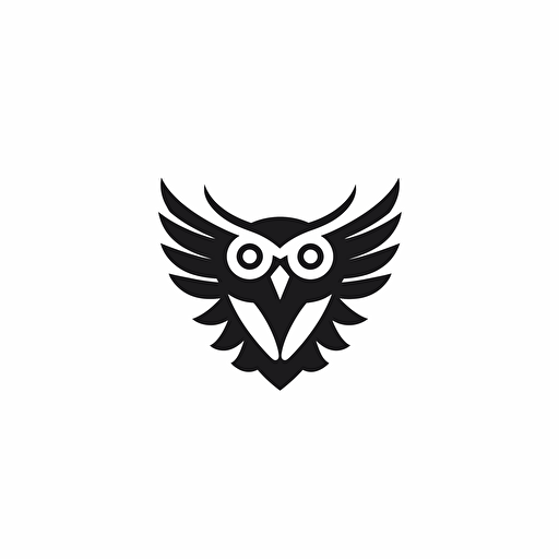 [Geometric Minimalist] iconic logo of [owl], [black] vector, on [white] backgroung