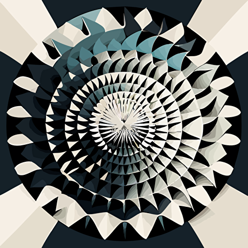 flat vector art of black and white geometric shapes arranged in a kelidascope formation