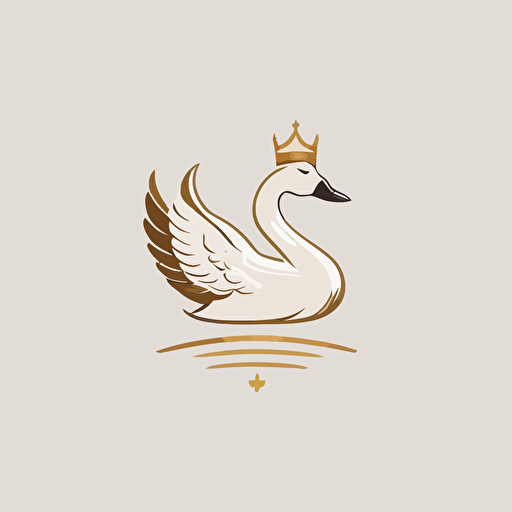 simple minimalist logo design that includes a fat goose wearing a crown. Vector. Clean background