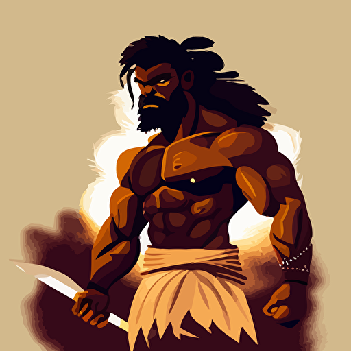 a black skinned prehistoric man with its toothsaber tiger, vector style