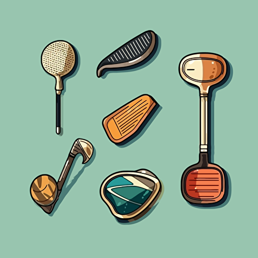 set of golf clubs vector art, sticker style