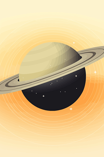 minimalistic vector flat illustration of saturn, white background,