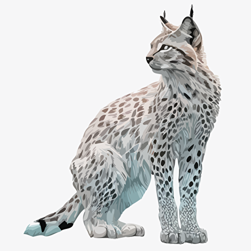 2d, coloring page, simple, sprite, vector, line drawing of a transparent, polygonal computerized lynx, blue color #11375c, #a9c9e7, side view
