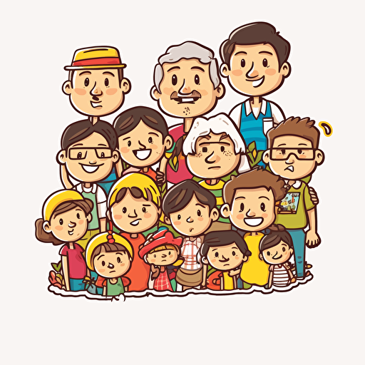 happy family cartoon style vector art sticker borders with no background