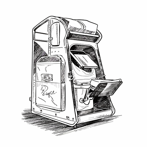 mailbox letter carrier coffee bag vector illustratio ilustraço, in the style of drawing machines, barbara hepworth, asymmetrical forms, ellsworth kelly, absence of color, sleek, high-contrast shading