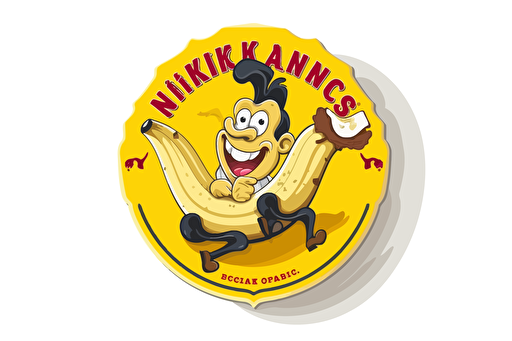 A fun Vector logo for a "Banana ice-cream" company called "Nick's Banana's", White background,