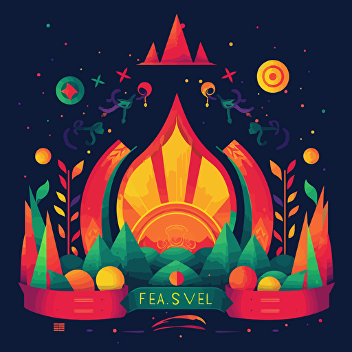 a festival logo, colorful, flat colors only, no gradients at all, vector clean art, no shading