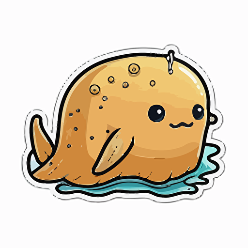 kawaii Hydrochoerus hydrochaeris, sticker, vector, white background, contour, cartoon style