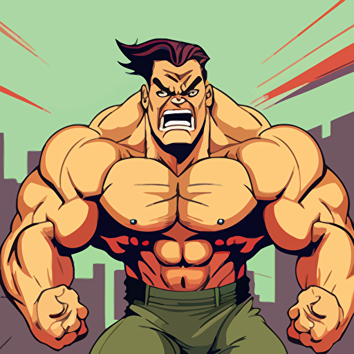 muscle man ,vector style,angry