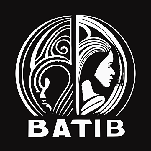 Logo B&W, myth, vector, simple, intercultural, from the 1960s themes, modern