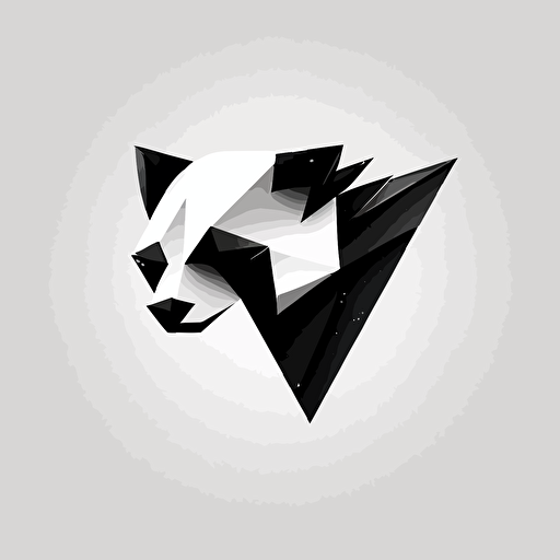 an abstract panda logo. Behind angle. Black and white vector. Minimal. Simple. Clean. No detail. No texture. Abstract. Basic.