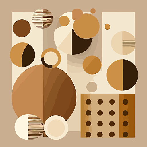 brown and beige mid century modern, minimalist, vector