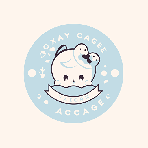 baby care logo, vector, minimal, baby human, hygge, light blue background v 4