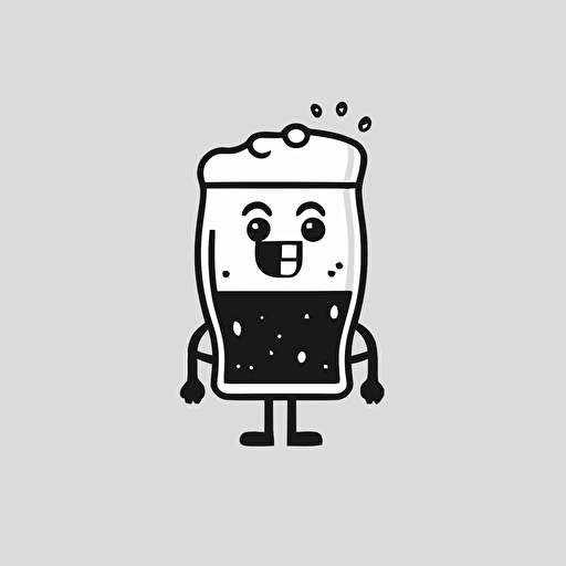 funny drinking beer vector design minimalistic black and white, white background