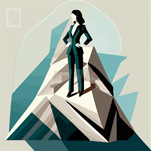 Businesswomen in business suit on piramide, highly detailed vector illustration