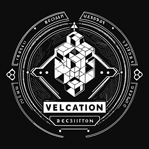 Clean, modern, logo for a blockchain verification service. vector, black and white