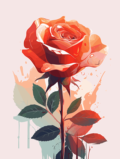 A rose，modern minimalist illustration，change Fresh, A clean background, Gradient color, Vector，White background