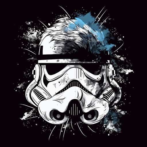 A surreal fur stormtrooper, black background, vector art , pixar style