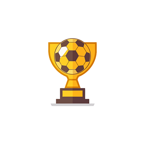 vector flat illustration, gold/yellow football trophy, 2d, simple, clean, very simple, white background, viewed from front
