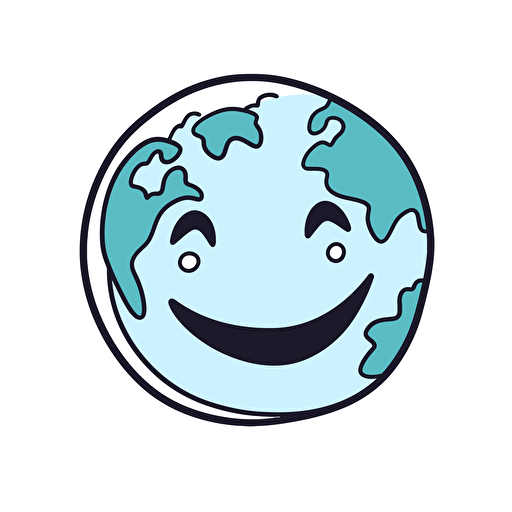 simplified flat art vector image of smile earth on white background