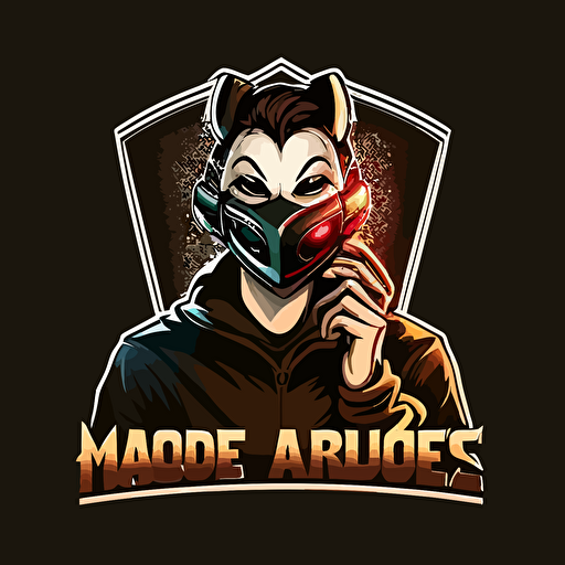 anonymouse holding mask and smiling esports vector logo design