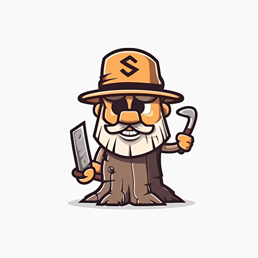 a cartoon Carpenter logo, cut tree trunk, original style, minimalistic, vector illustration