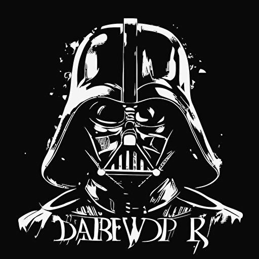 Darth vader ink sketch vector design black background, distorted , monochromatic