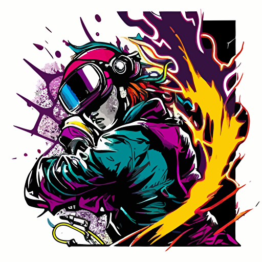 welder , Sticker, Exhilarated, Tertiary Color, Pop Art, Contour, Vector, White Background, Detailed
