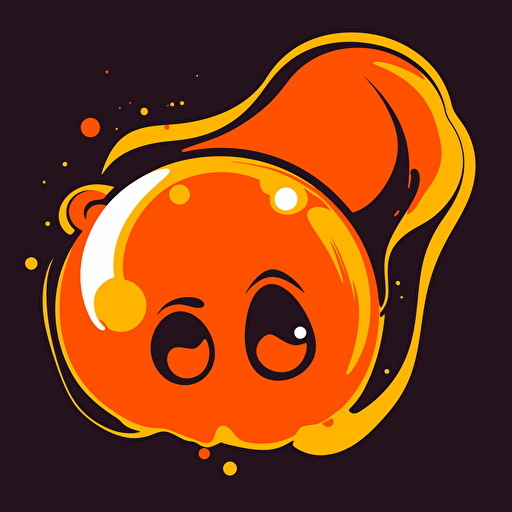 orange atomic gummy ,logo vector ,style 1980's colors,