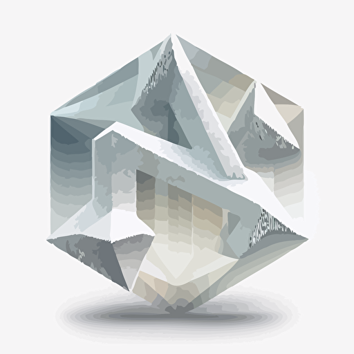 a very simple vectorized logo of a snow crystal shaped as a hexagonal prism with the letter N etched inside, white background,