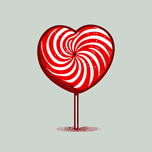red plain, heart shape lollipop, illustration vector, color ink, simple