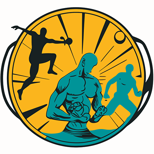 Vector image or logo, single color: In the center of the image, there is a person lifting weights. Next to them, there is a person running. On the other side, there is a person practicing yoga, and a fourth person meditating.
