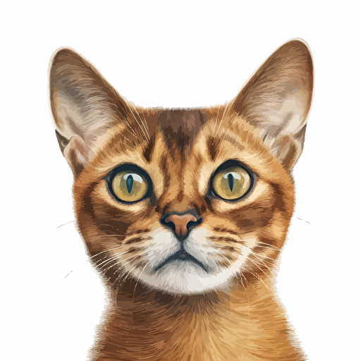 White background, color Pencil sketch by Leng Junm, head, big eyes, vector of a cute happy,Abyssinian::2, cat::2, smile,