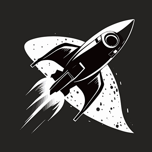 vector image of a rocket ship that's black and white that looks like a logo for a business